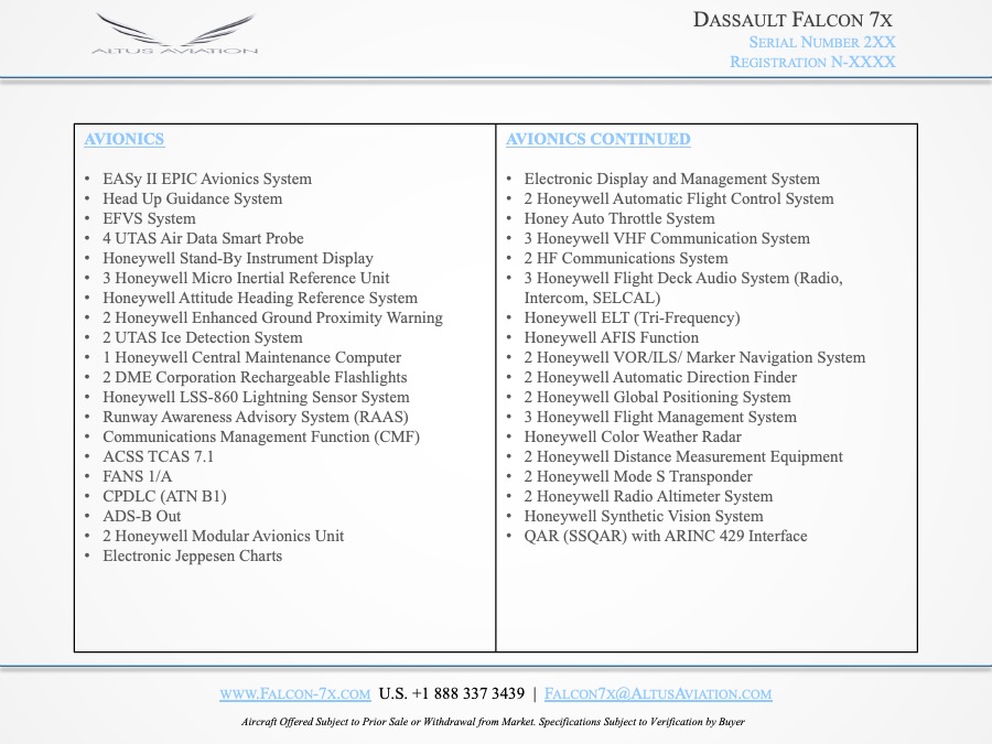 Dassault Falcon 7x Specification P9